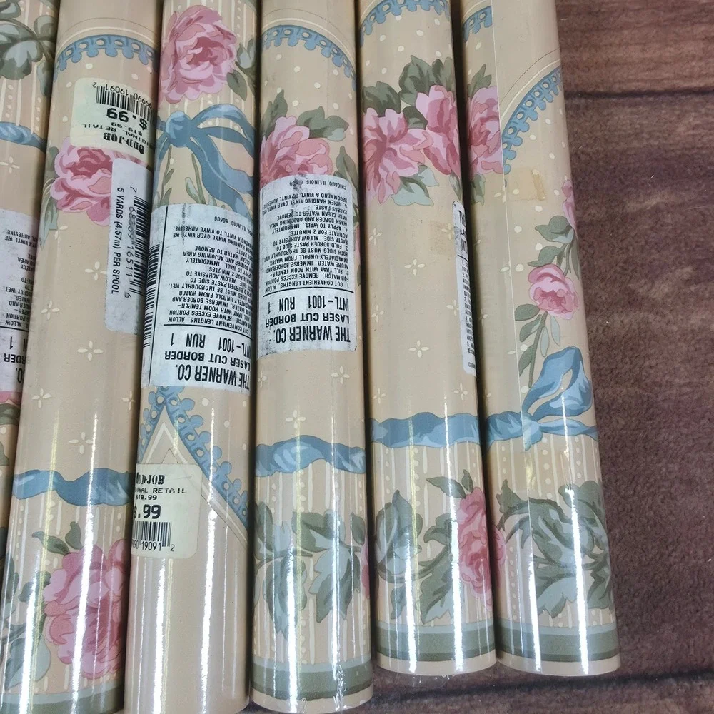 The Warner Co Wallpaper Border Home 8 Spools Beige New Floral Laser Cut 5yd